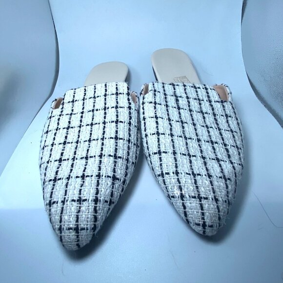 Womens Checkered Tweed Pointed Toe Slip-On Mules Size EU 43 - Picture 2 of 4